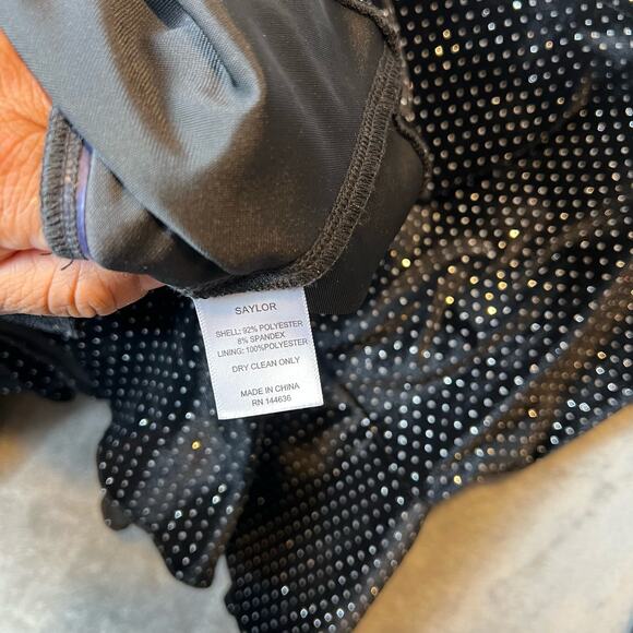 Saylor size Medium Black Velvet Elsa Peplum Top - Picture 6 of 6